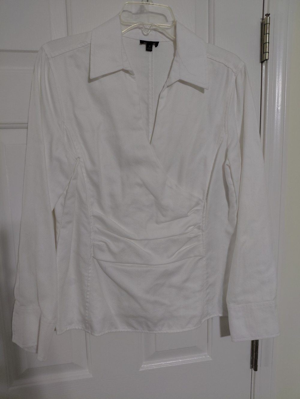 Talbots White Wrap-Style Side Zip Blouse